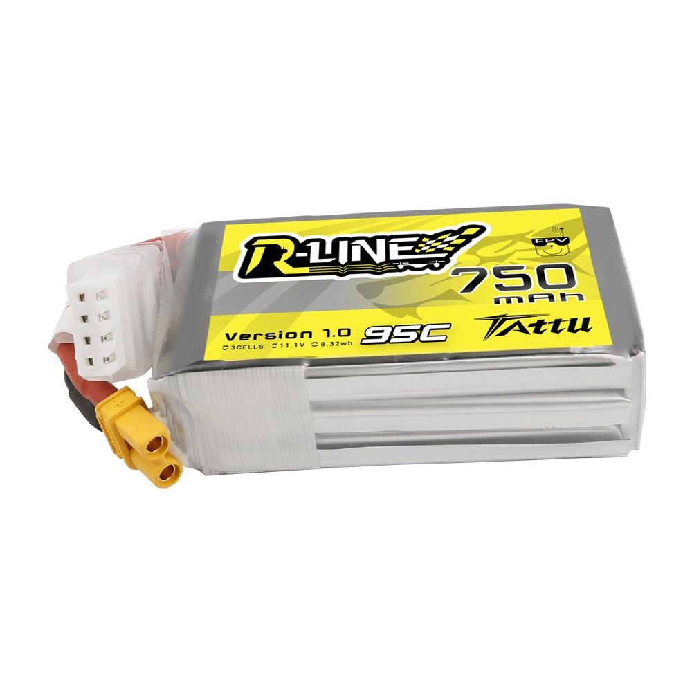 Tattu R-Line - 807 - 750mAh 11.1V 95C 3S1P Lipo Battery Pack with XT30 Plug 58x30x21mm