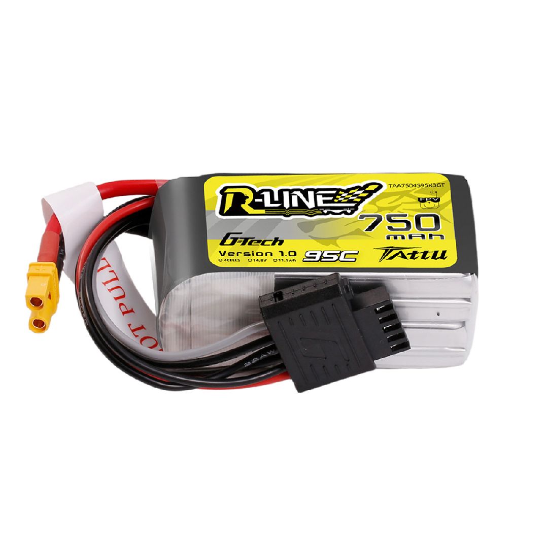 Tattu 750mAh 4S 95C 14.8V R-Line G-tech Lipo with XT30 Plug