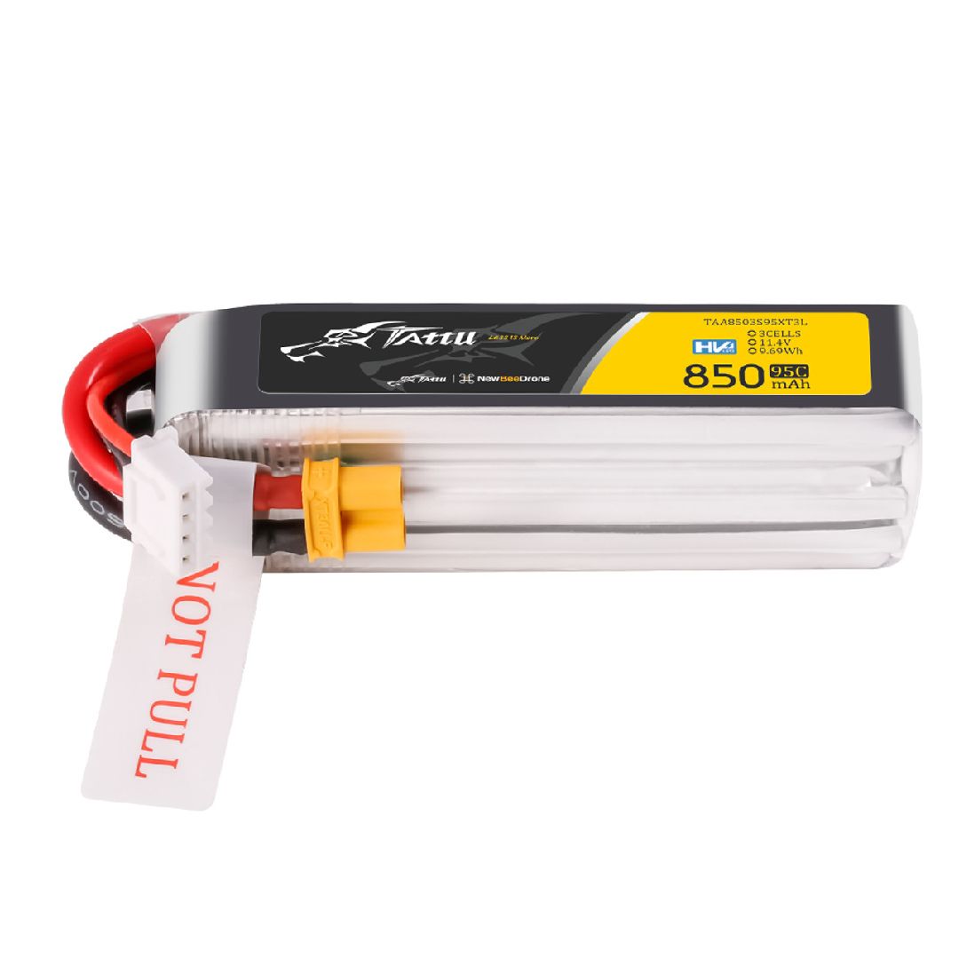 Tattu 850mAh 3S 95C 11.4V HV Lipo Long Pack with XT30 Plug