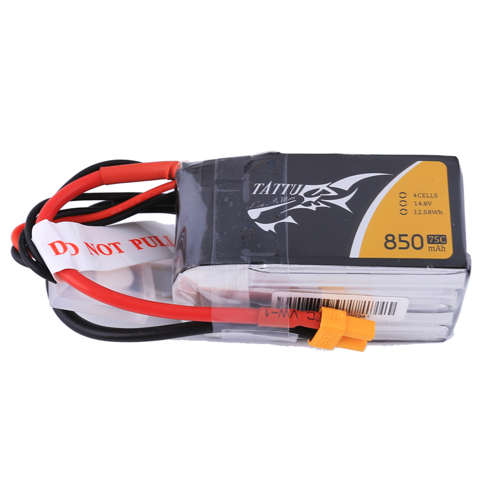 Tattu 850mAh 4S1P 14.8V 75C LiPo XT30 Plug Soft Case