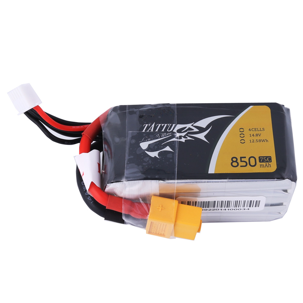 Tattu 850mAh 4S1P 14.8V 75C LiPo XT60 Plug Soft Case