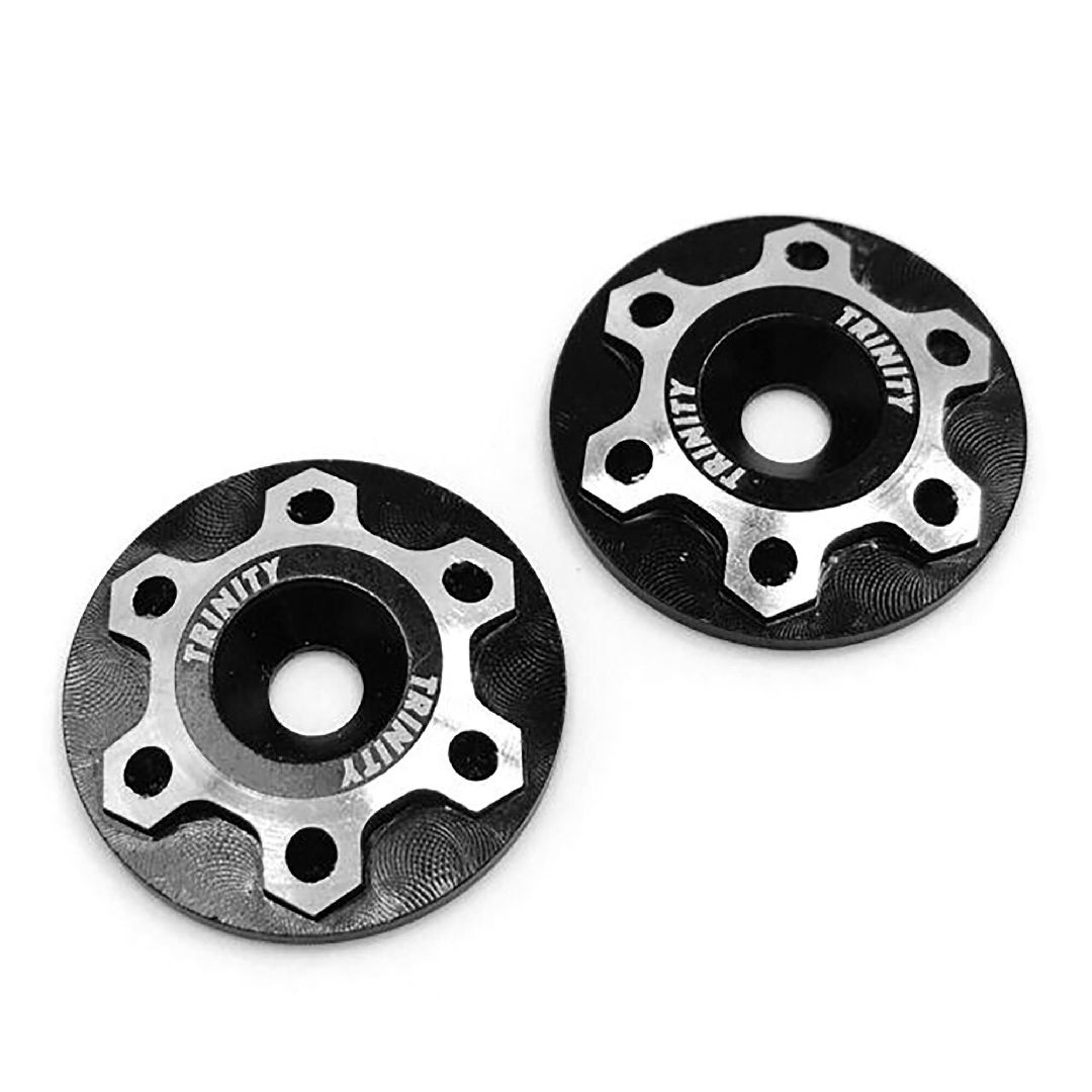 Trinity 1/10 Universal Aluminum Wing Mount Washers Black (2)