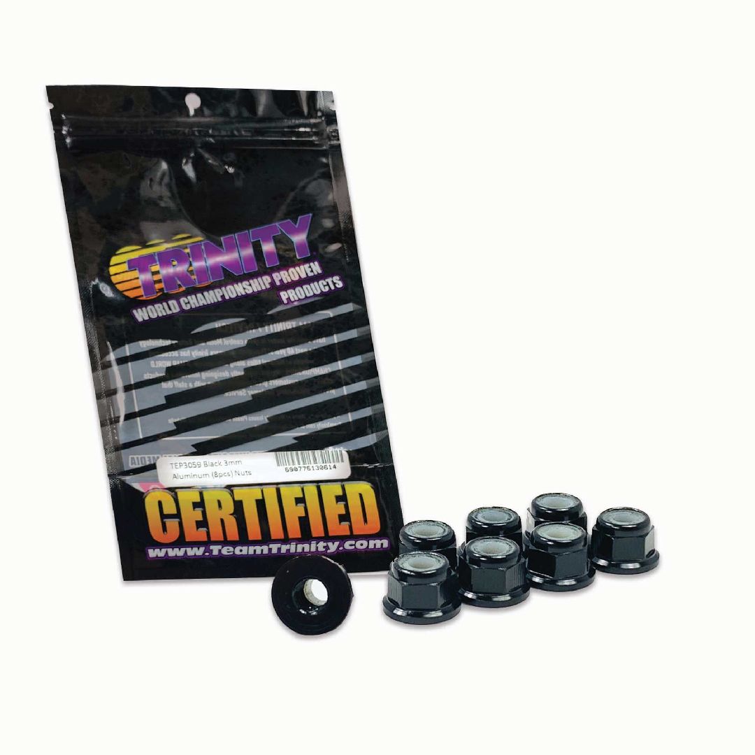Trinity 3mm Aluminum Flanged Locknuts Black (8)