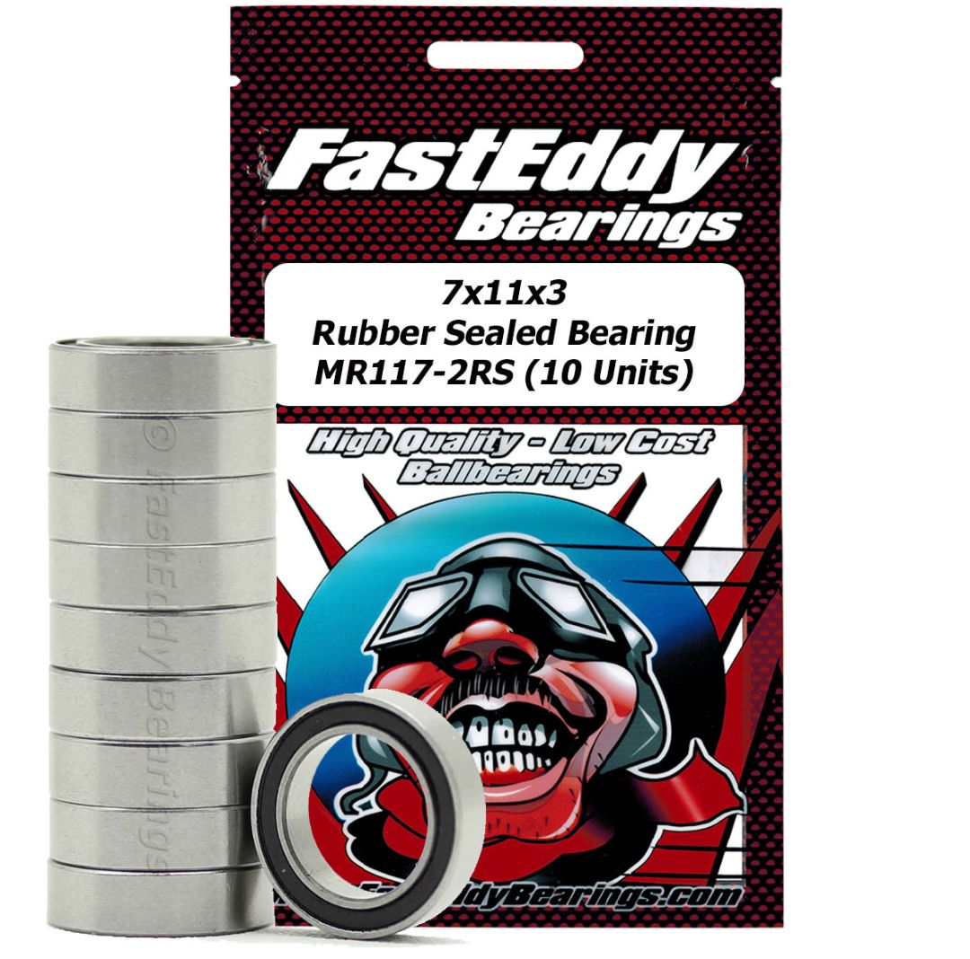 Fast Eddy 7x11x3 Rubber Sealed Bearing MR117-2RS (10)
