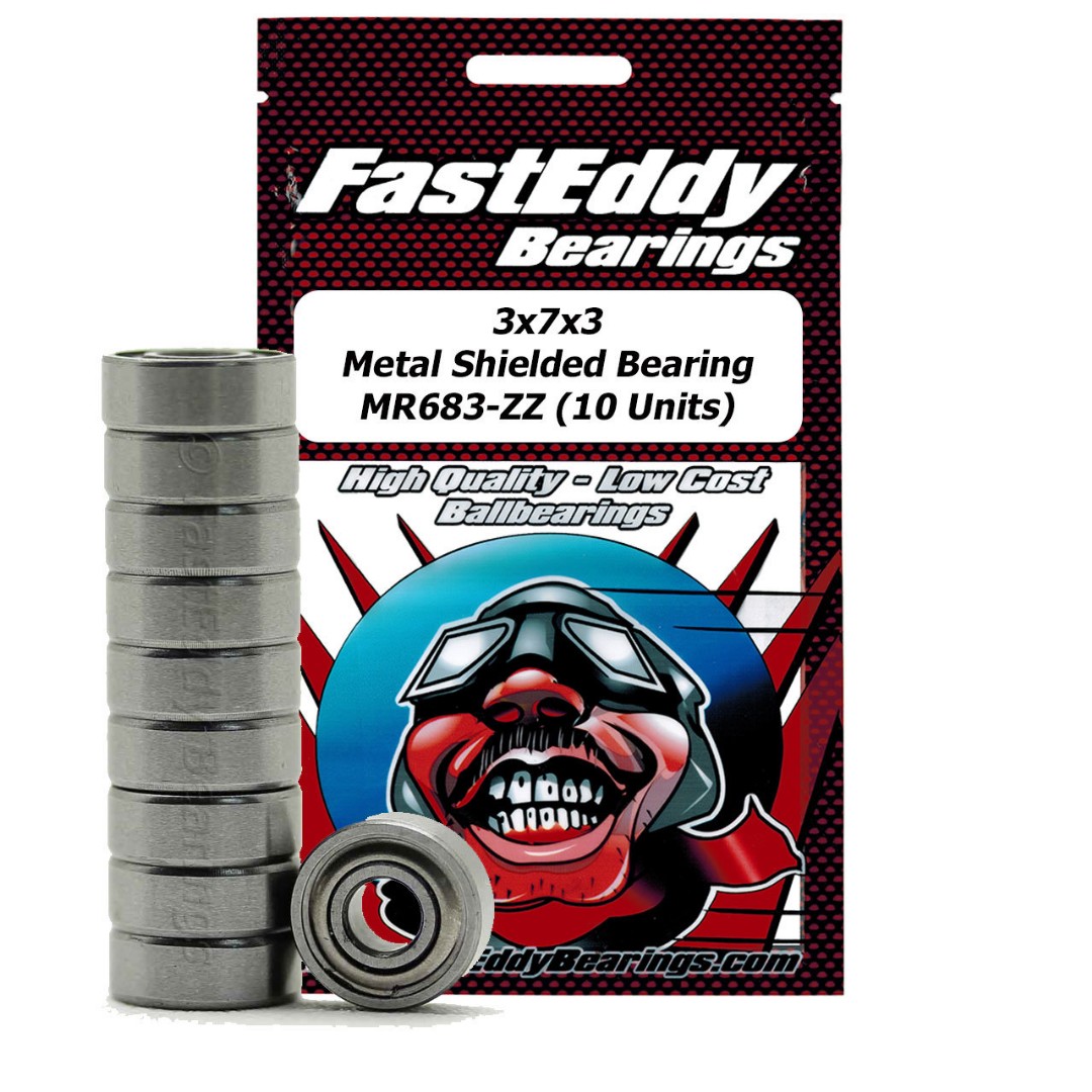 Fast Eddy 3x7x3 Metal Shielded Bearings MR683-ZZ (10) - Click Image to Close