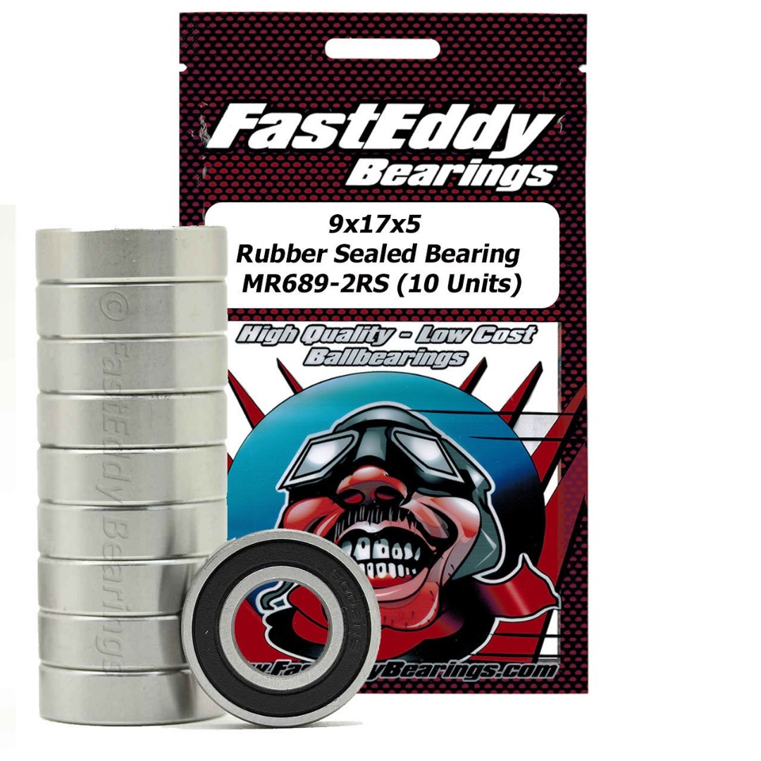 Fast Eddy 9x17x5 Rubber Sealed Bearing MR689-2RS (10 Units)
