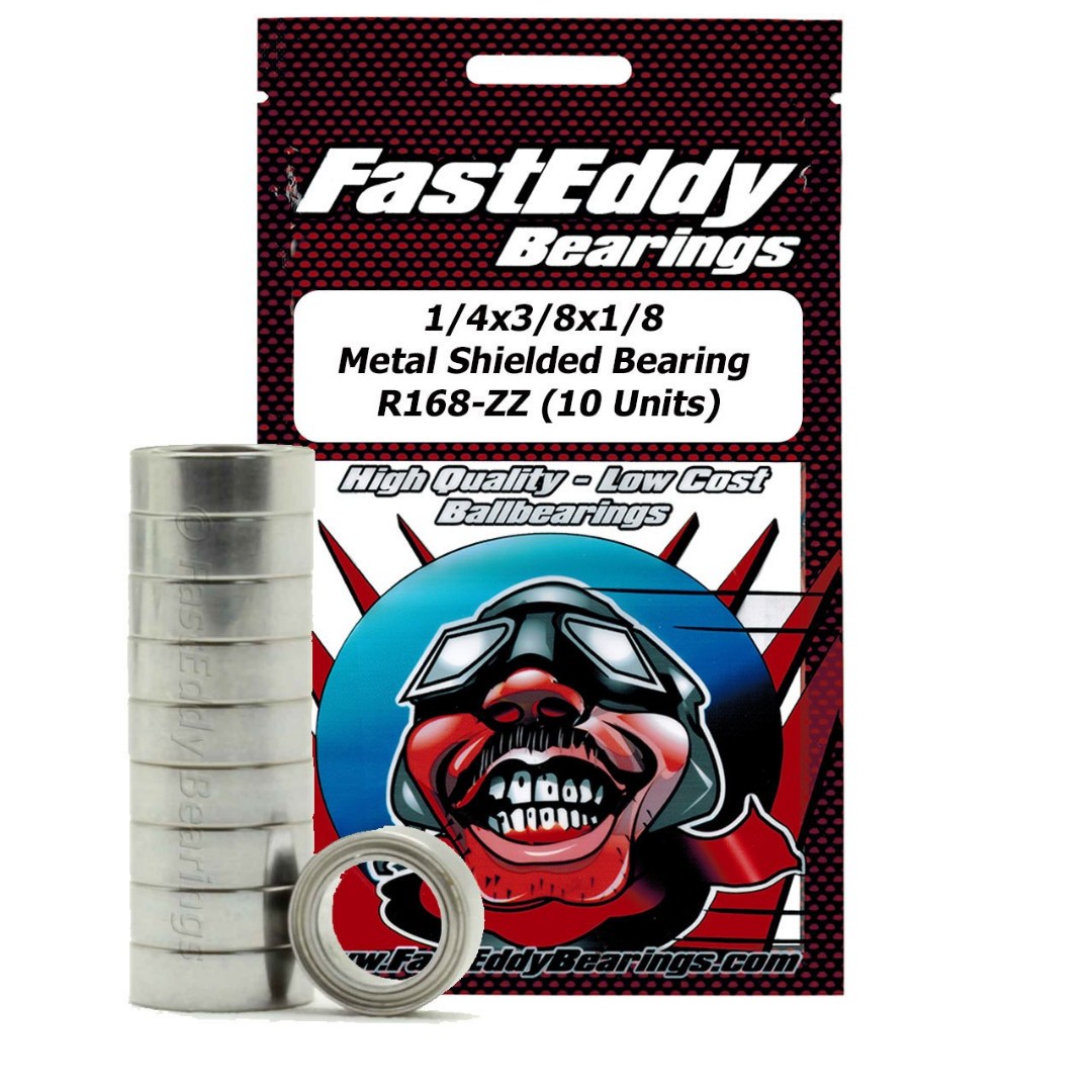 Fast Eddy 1/4x3/8x1/8 Metal Shielded Bearing R168-ZZ (10 Units)