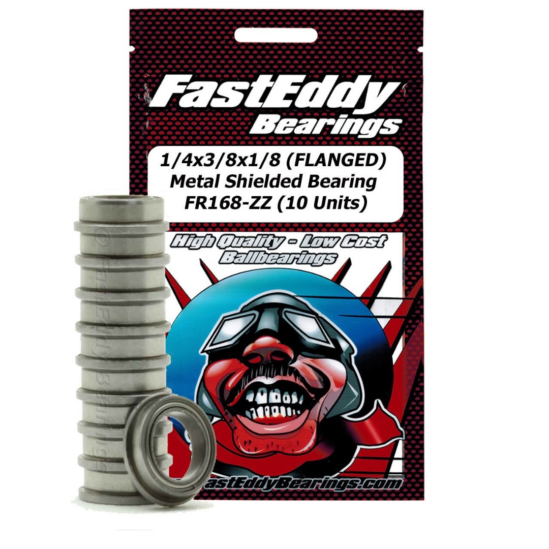 Fast Eddy 1/4x3/8x1/8 Flanged Metal Shielded Bearing FR168-ZZ (10 Units)