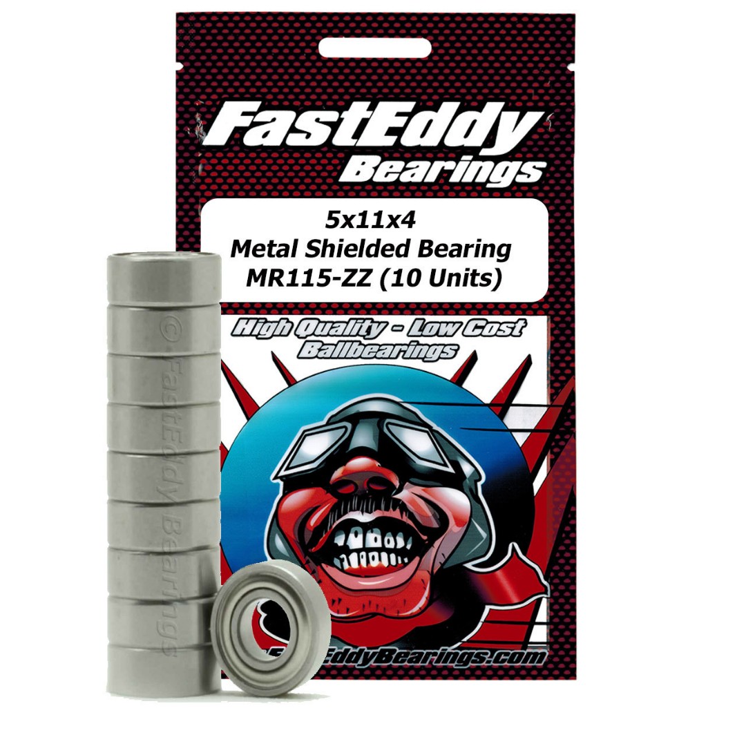 Fast Eddy 5x11x4 Metal Shielded Bearings MR115-ZZ (10) - Click Image to Close
