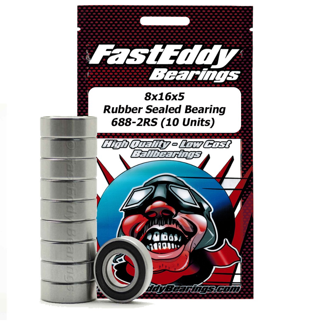 Fast Eddy Tamiya 1680 Rubber Sealed Replacement Bearing 8X16X5 (10 Units)