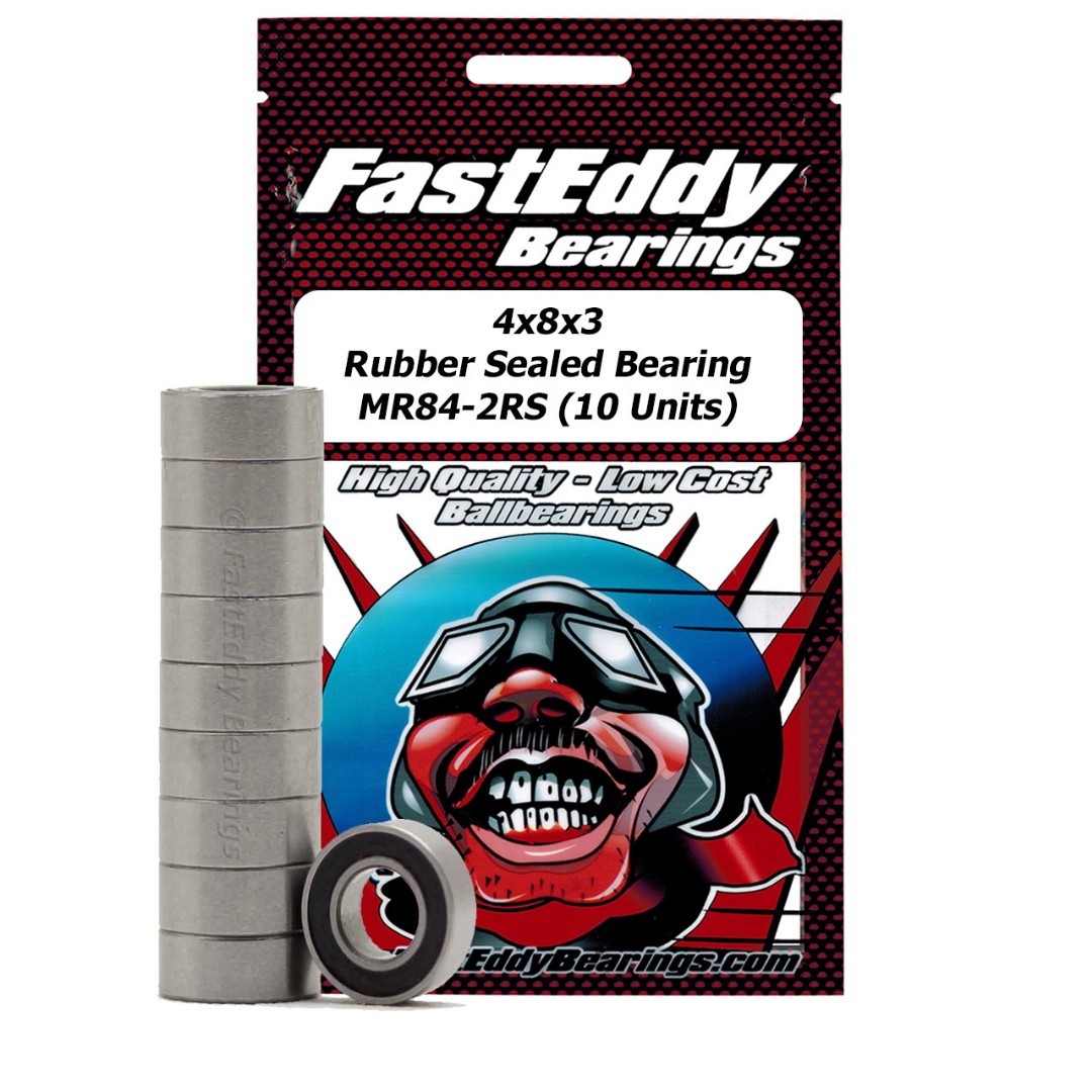 Fast Eddy Tamiya 840 Rubber Sealed Replcmnt Bearing 4X8X3 (10) - Click Image to Close