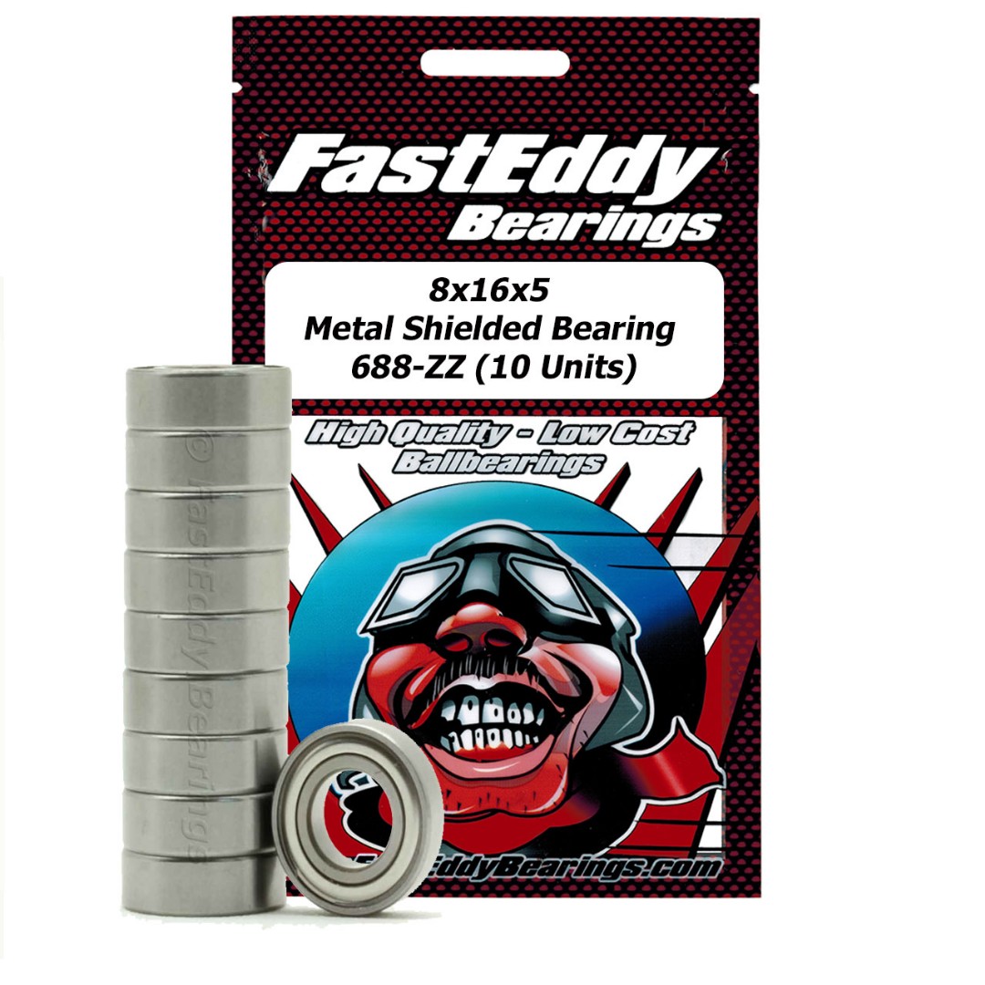 Fast Eddy Tamiya 1680 Metal Shielded Replacement Bearing 8X16X5 (10 Units) (10 Units)