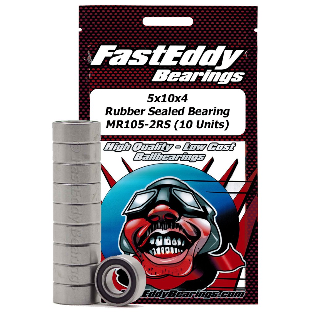 Fast Eddy Tamiya 1050 Rubber Sealed Replcmnt Bearing 5X10X4 (10) - Click Image to Close