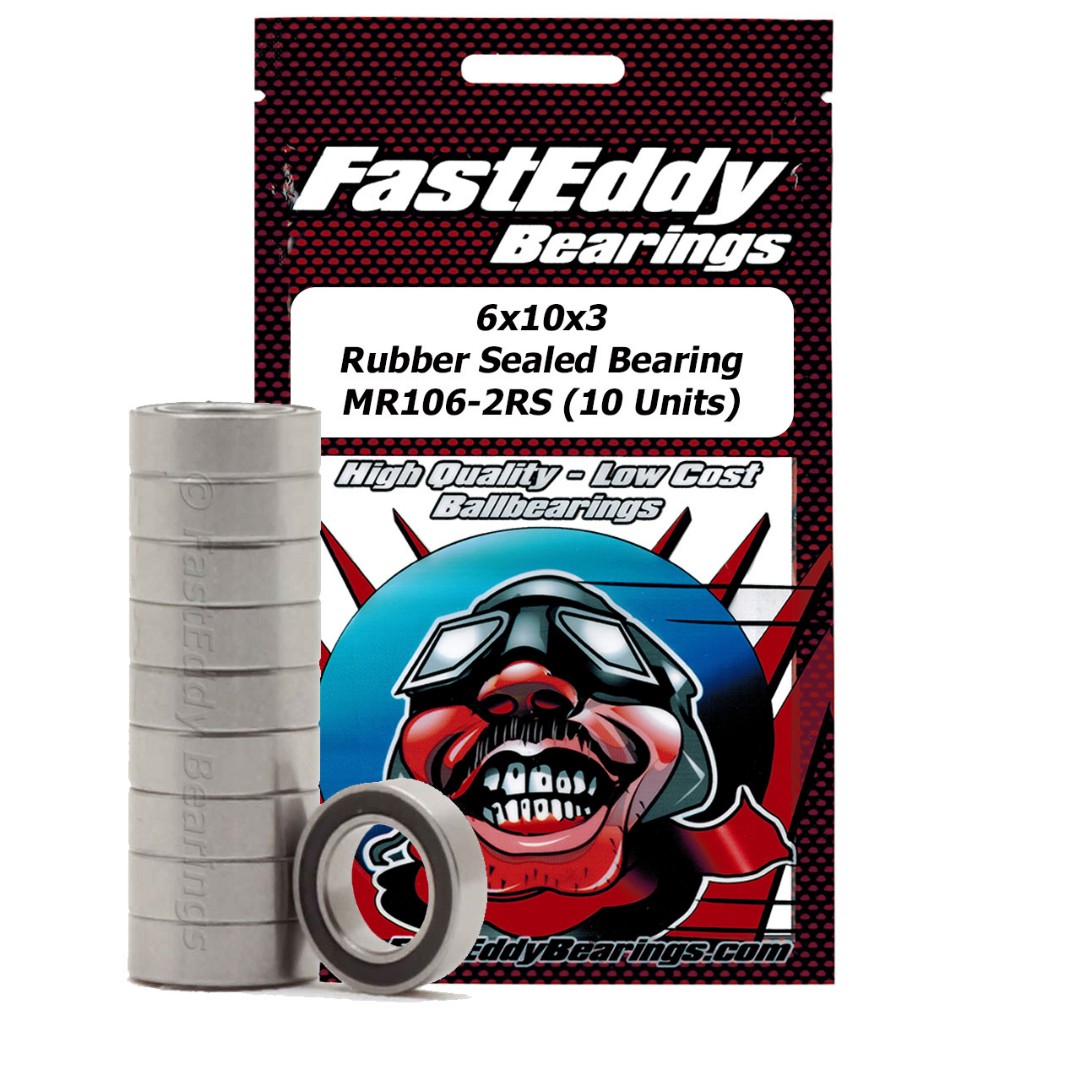 Fast Eddy Tamiya 1060 Rubber Sealed Replcmnt Bearing 6X10X3 (10)
