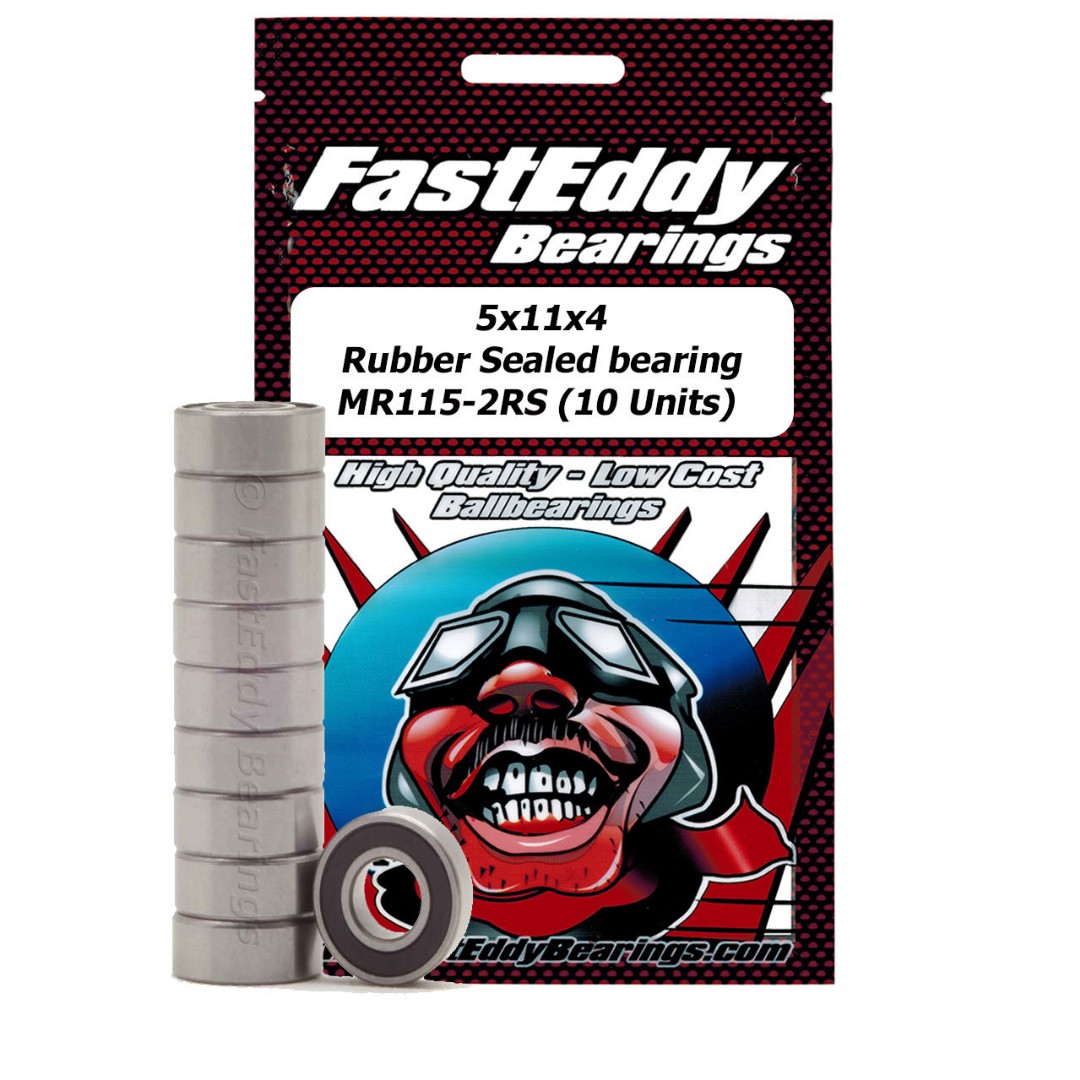 Fast Eddy 5x11x4 Rubber Sealed Bearing MR115-2RS (10 Units)