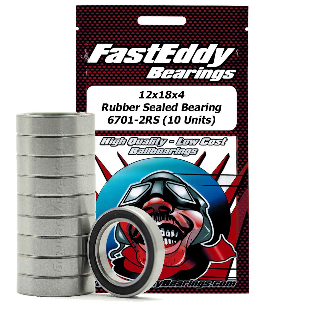 Fast Eddy 12x18x4 Rubber Sealed Bearings 6701-2RS (10) - Click Image to Close