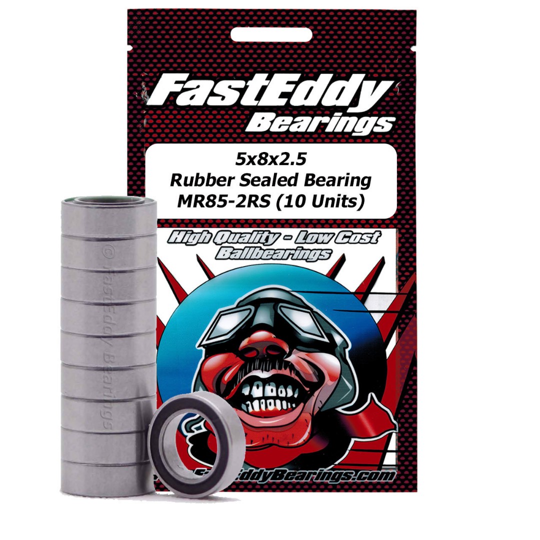 Fast Eddy 5x8x2.5 Rubber Sealed Bearings MR85-2RS (10)