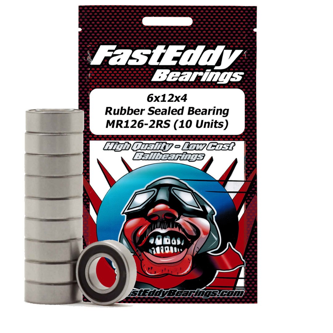 Fast Eddy 6x12x4 Rubber Sealed Bearings MR126-2RS (10)
