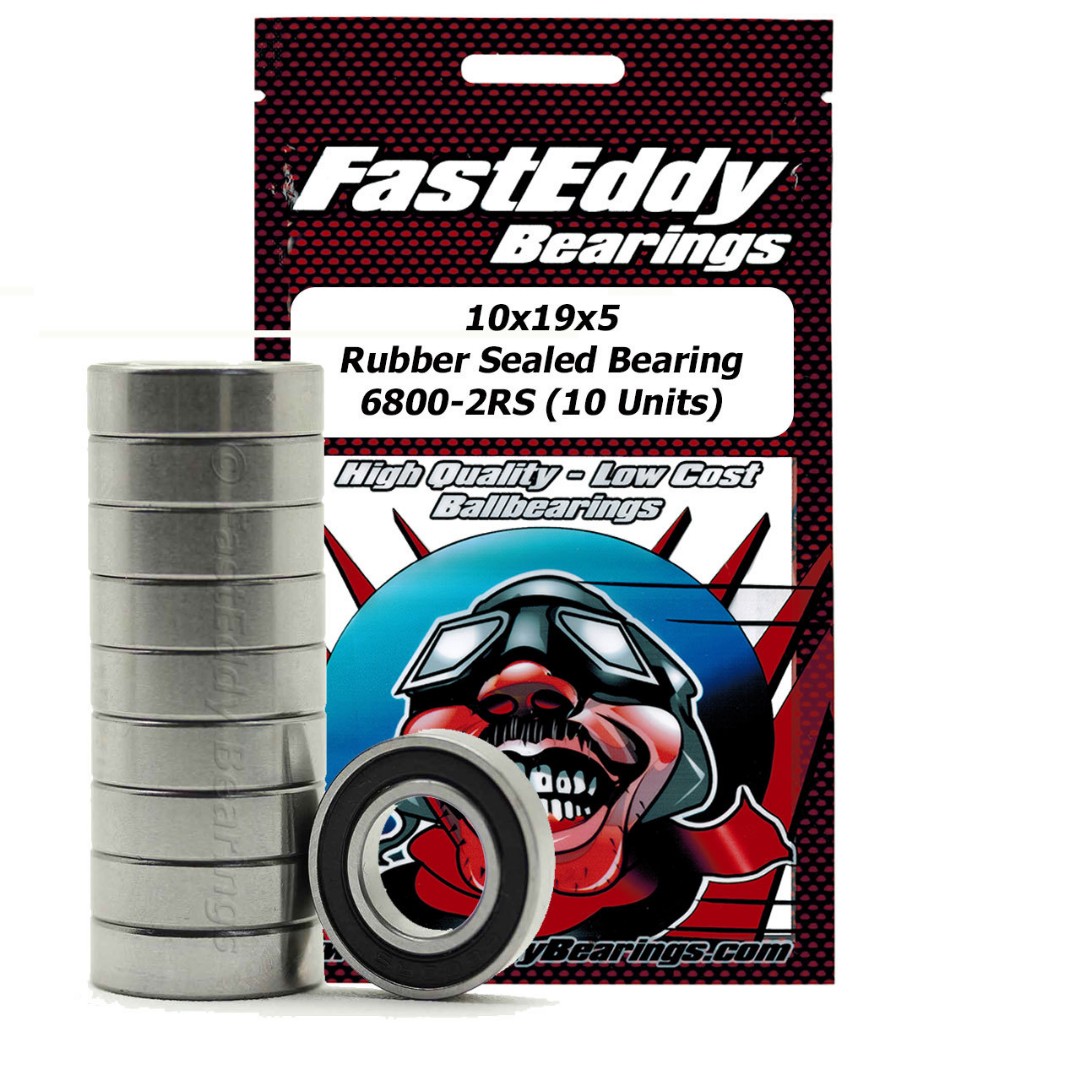 Fast Eddy 10x19x5 Rubber Sealed Bearing 6800-2RS (10) - Click Image to Close