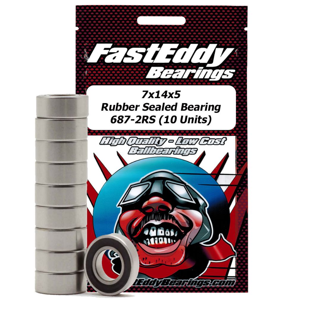 Fast Eddy 7x14x5mm Rubber Seal Bearing 687-2RS (10)