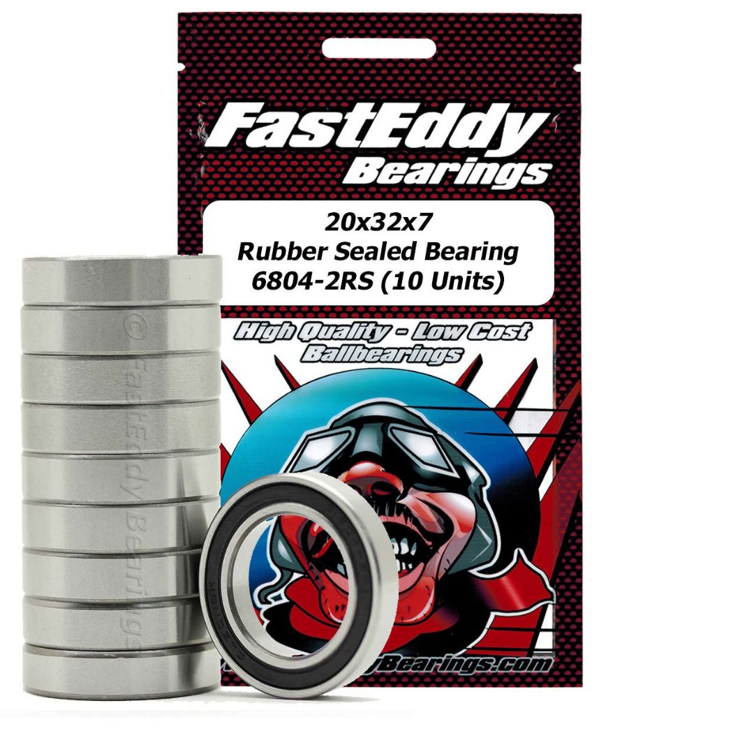 Fast Eddy 20x32x7 Rubber Sealed Bearing 6804-2RS (10) - Click Image to Close