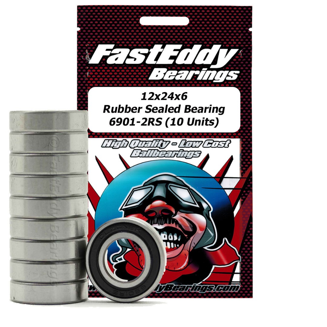 Fast Eddy 12x24x6 Rubber Sealed Bearings 6901-2RS (10)