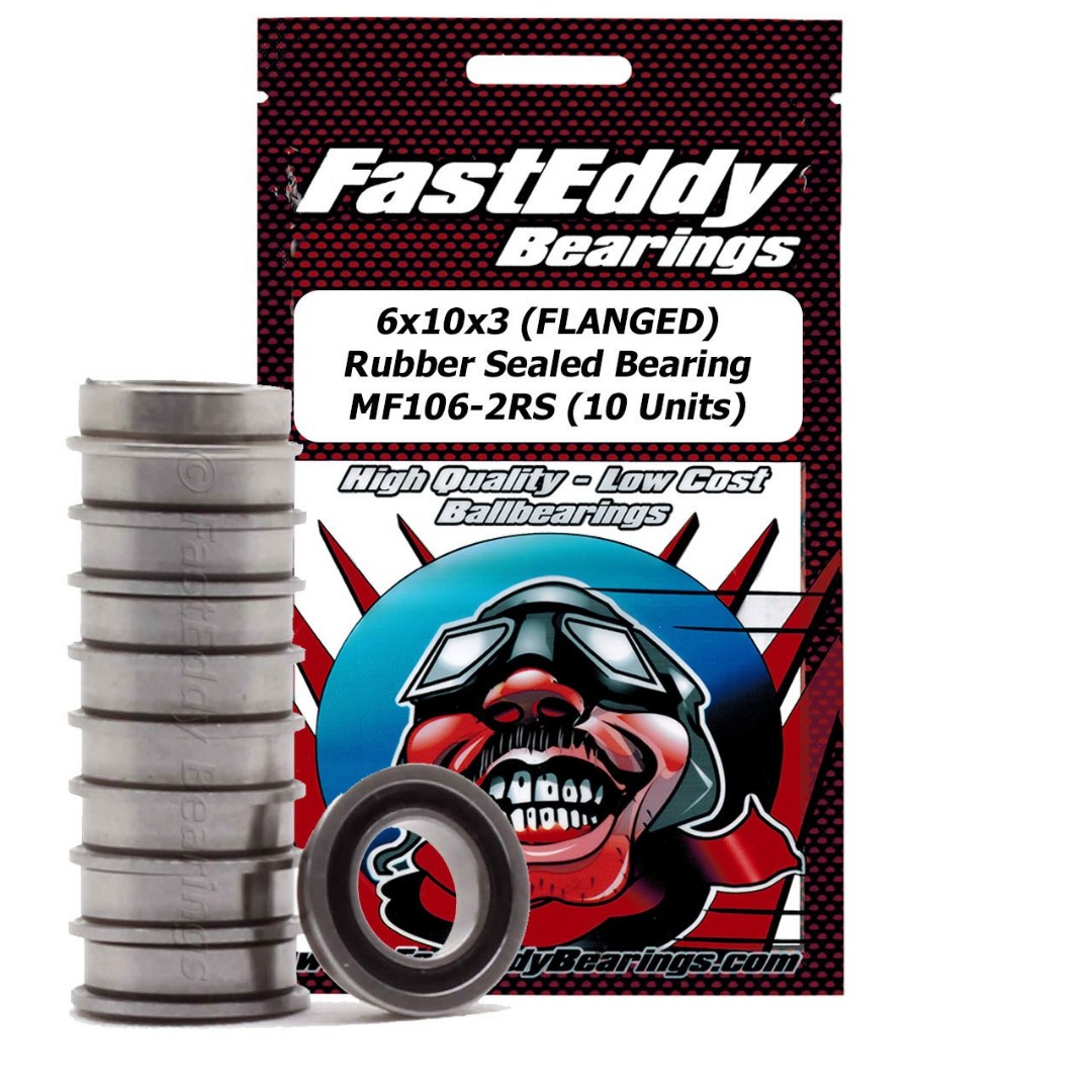 Fast Eddy 6x10x3 (Flanged) Rubber Sealed Bearing (10 Units) - Click Image to Close