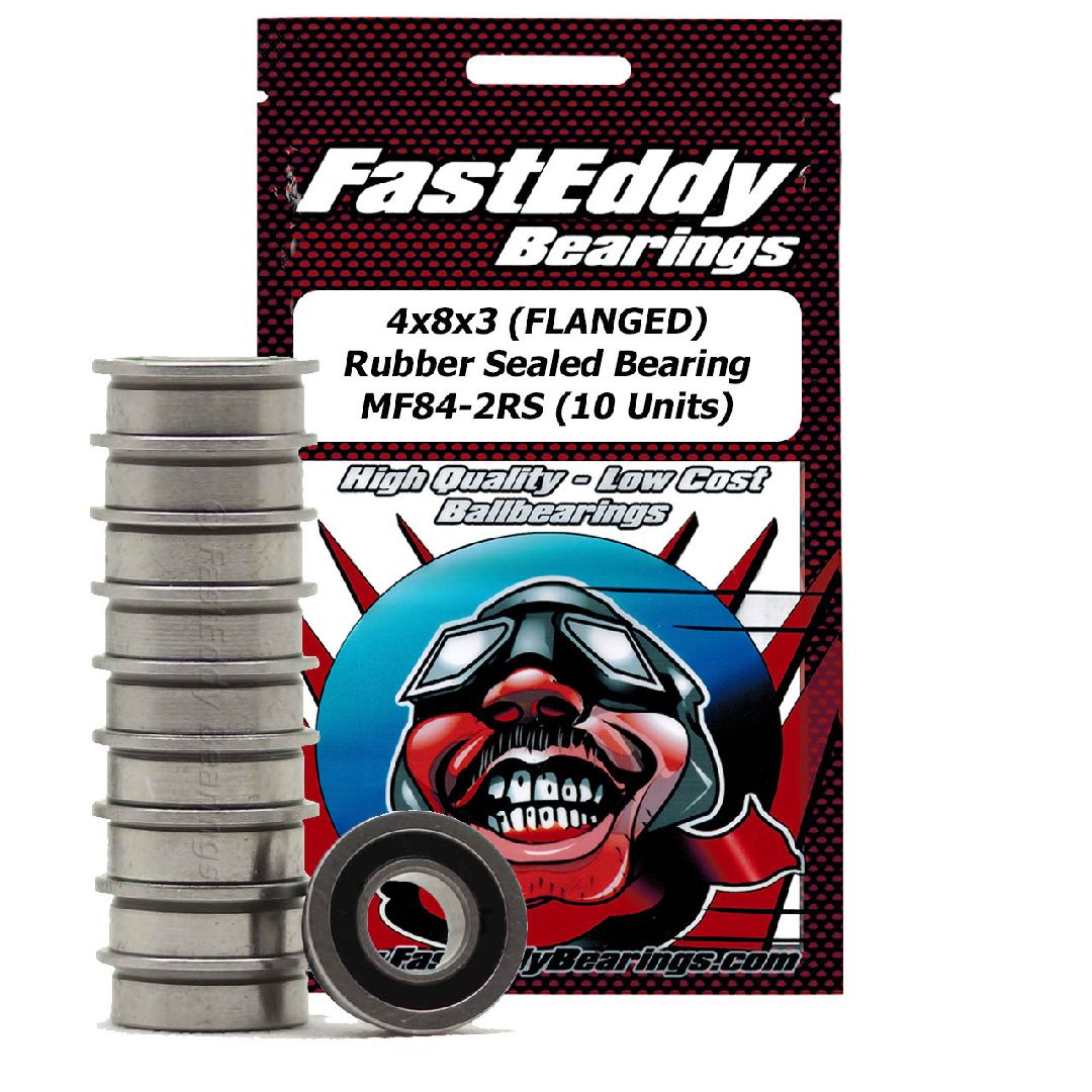 Fast Eddy 4x8x3mm Flanged Rubber Seal Bearing MF84-2RS (10)
