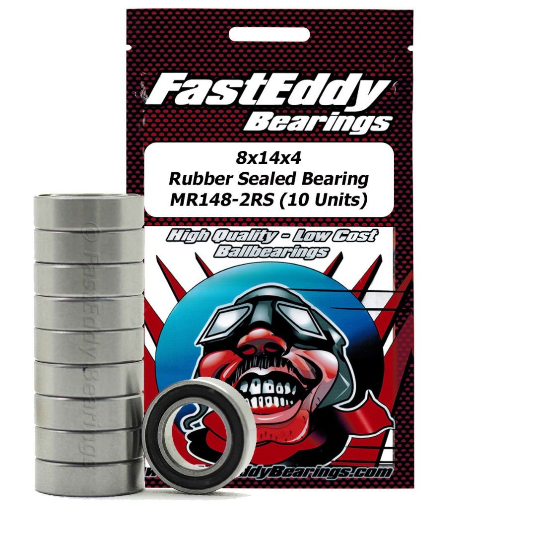 Fast Eddy 8x14x4 Rubber Sealed Bearing MR148-2RS (10 Units)