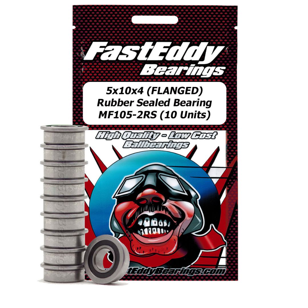 Fast Eddy 5x10x4mm Flanged Rubber Seal Bearings (10)