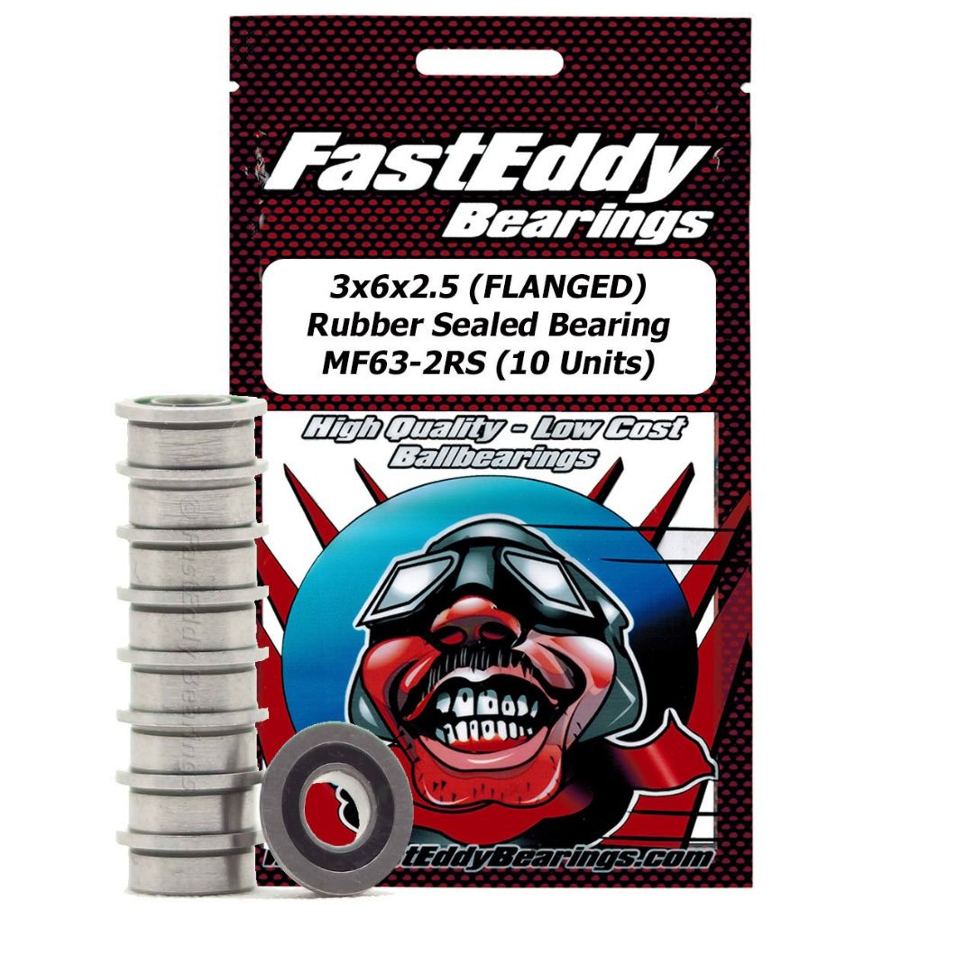 Fast Eddy 3x6x2.5 (FLANGED) Rubber Sealed Bearing MF63-2RS (10) - Click Image to Close