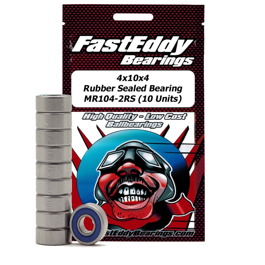 Fast Eddy 4x10x4mm Rubber Seal Bearing MR104-2RS (10)