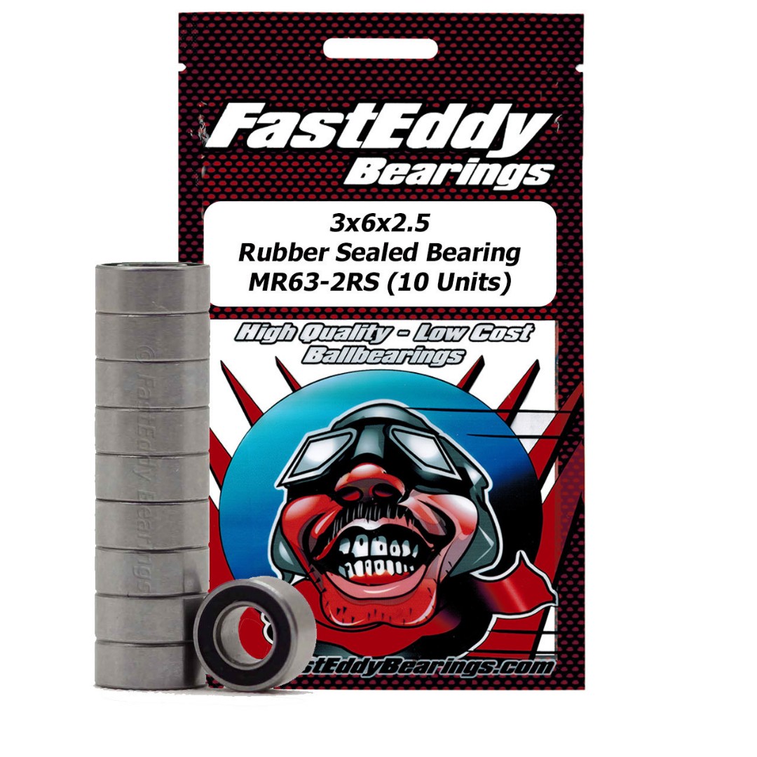 Fast Eddy 3x6x2.5 Rubber Sealed Bearings MR63-2RS (10)