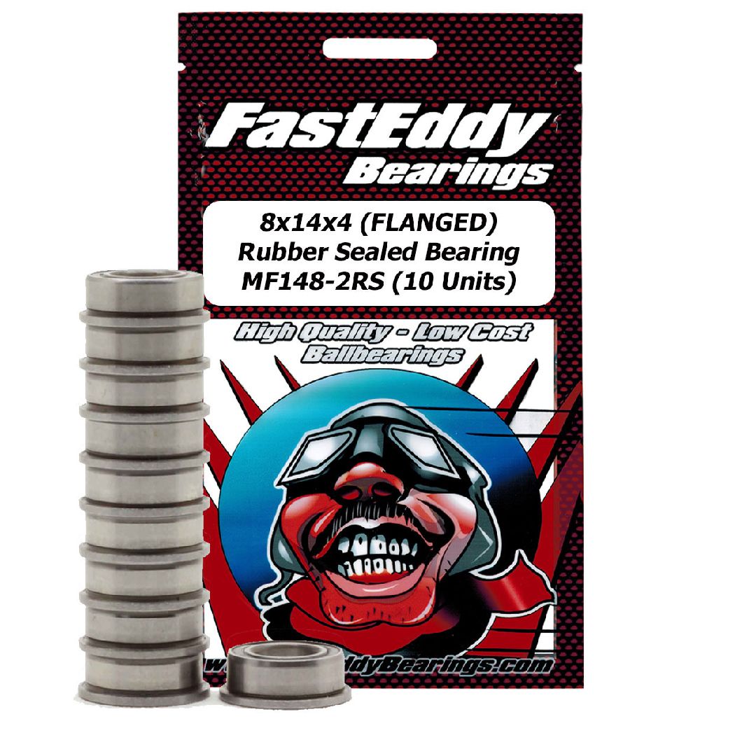 Fast Eddy 8x14x4mm Flanged Rubber Sealed Bearing MF148-2RS (10)