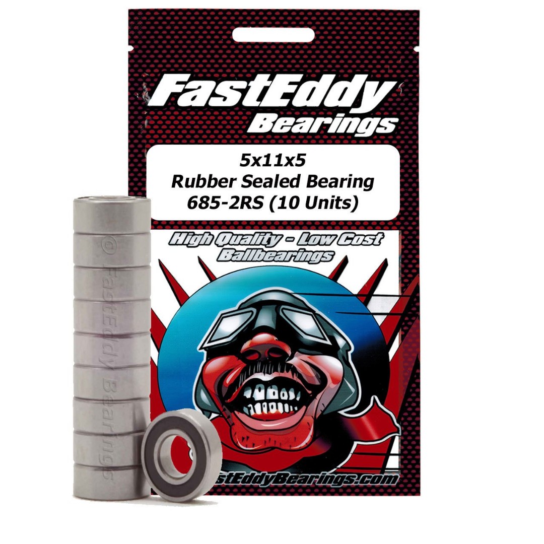Fast Eddy 5x11x5 Rubber Sealed Bearing 685-2RS (10) - Click Image to Close