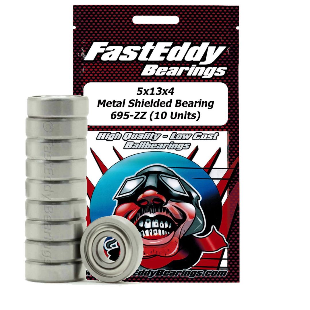 Fast Eddy 5x13x4 Metal Shielded Bearing 695-ZZ (10) - Click Image to Close