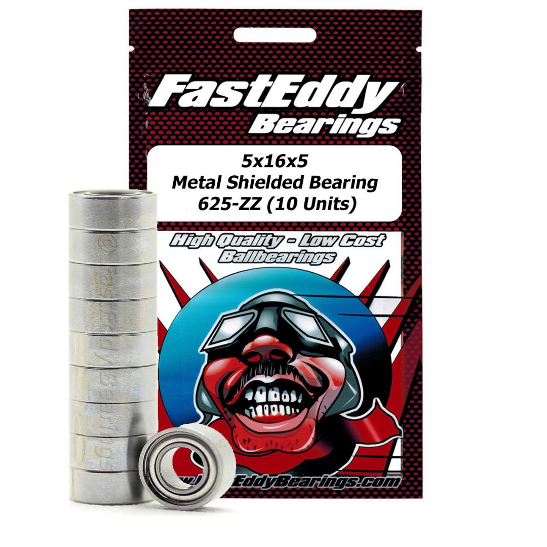 Fast Eddy 5x16x5 Metal Shielded Bearing 625-ZZ (10) - Click Image to Close