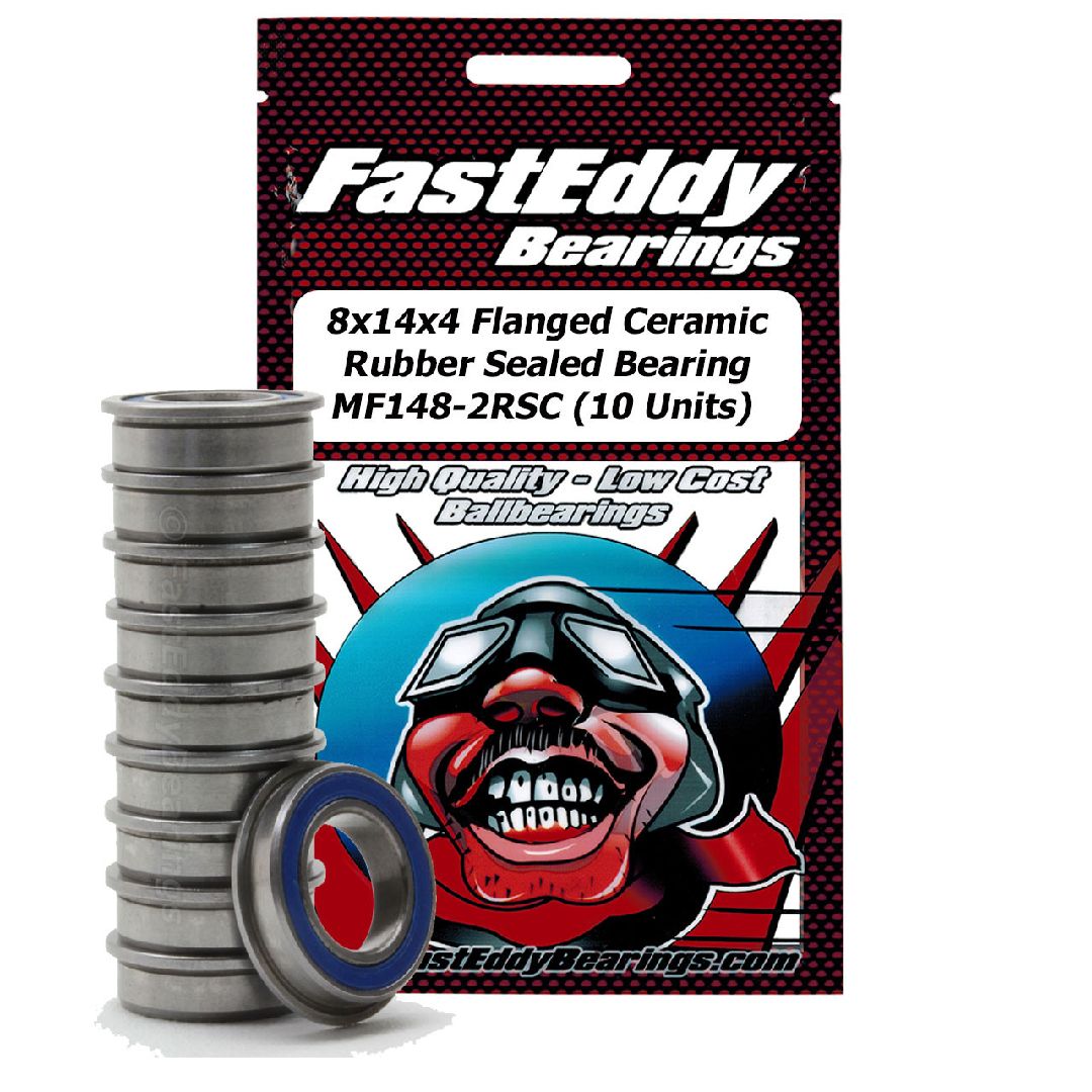 Fast Eddy 8x14x4mm Flanged Ceramic Rubber Bearing (10)