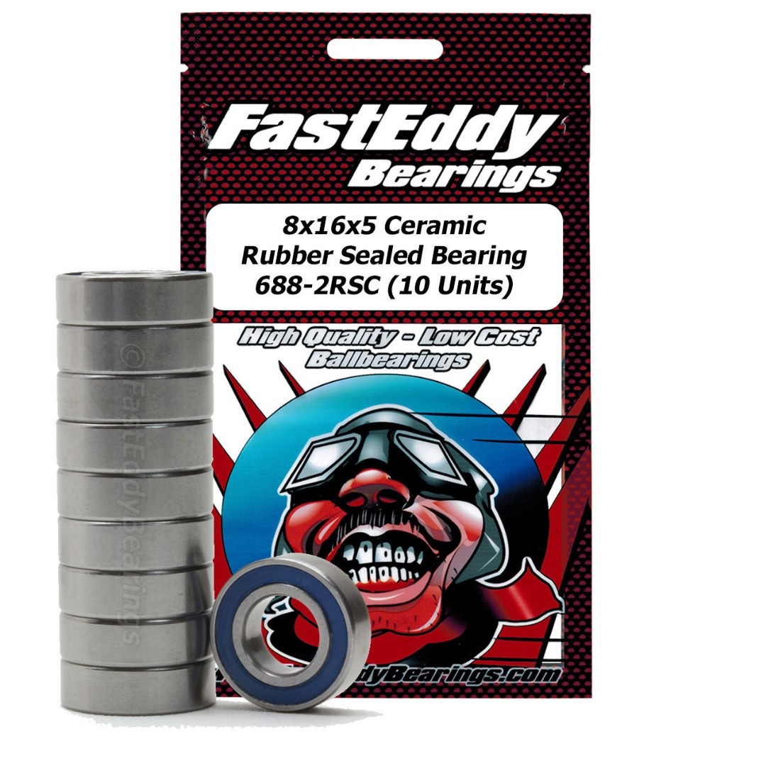 Fast Eddy 8x16x5 Ceramic Rubber Sealed Bearing 688-2RSC (10) - Click Image to Close