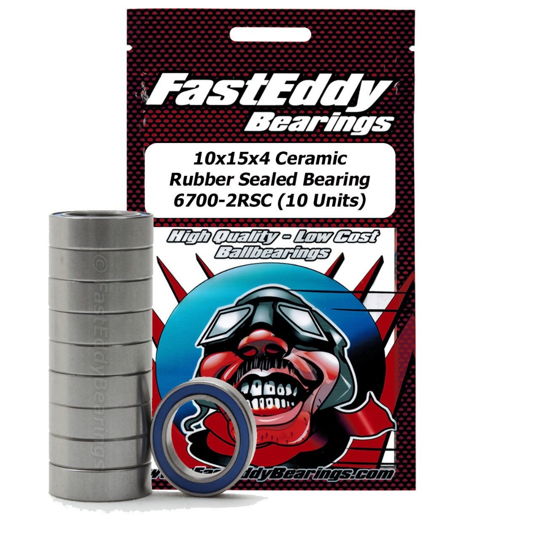 Fast Eddy 10x15x4 Ceramic Rubber Sealed Bearing 6700-2RSC (10 Units)