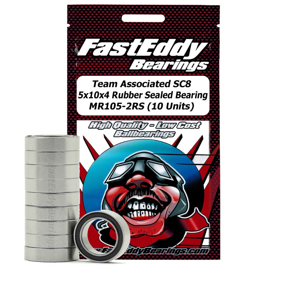 Fast Eddy Team AE SC8 5x10x4 Rubber Sld Bearing MR105-2RS (10) - Click Image to Close