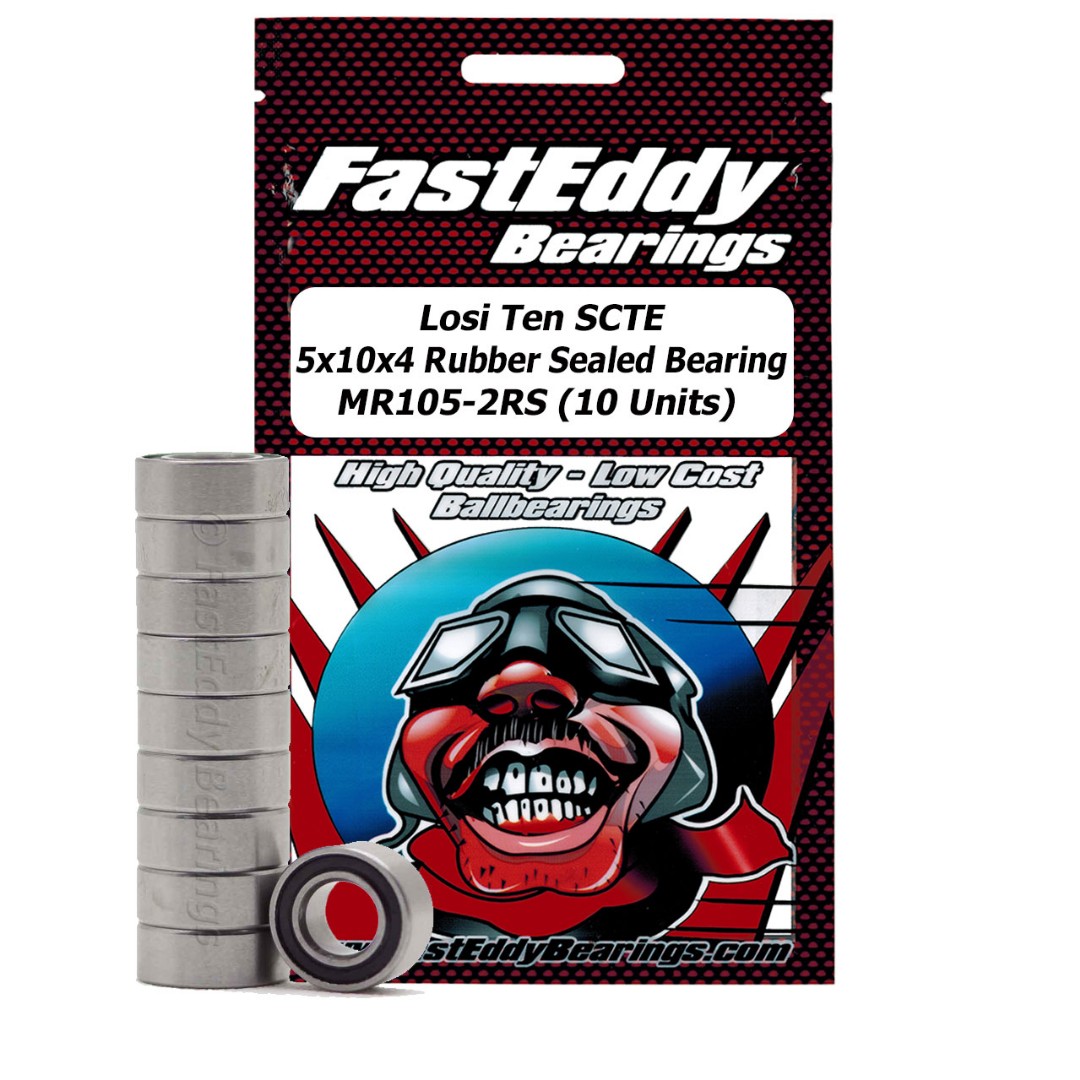 Fast Eddy Losi Ten SCTE 5x10x4 Rubber Sld Bearing MR105-2RS (10) - Click Image to Close