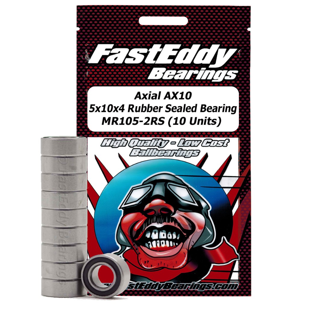 Fast Eddy Axial AX10 5x10x4 Rubber Sealed Bearing MR105-2RS (10 - Click Image to Close