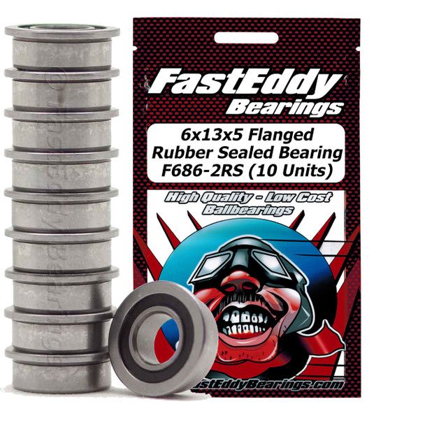 Fast Eddy 6x13x5 Flanged Rubber Sealed Bearing F686-2RS (10)