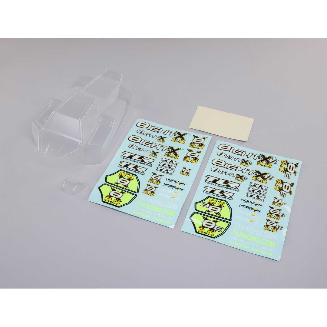 TLR Body Set, Clear, w/Decals: 8X, 8XE 2.0