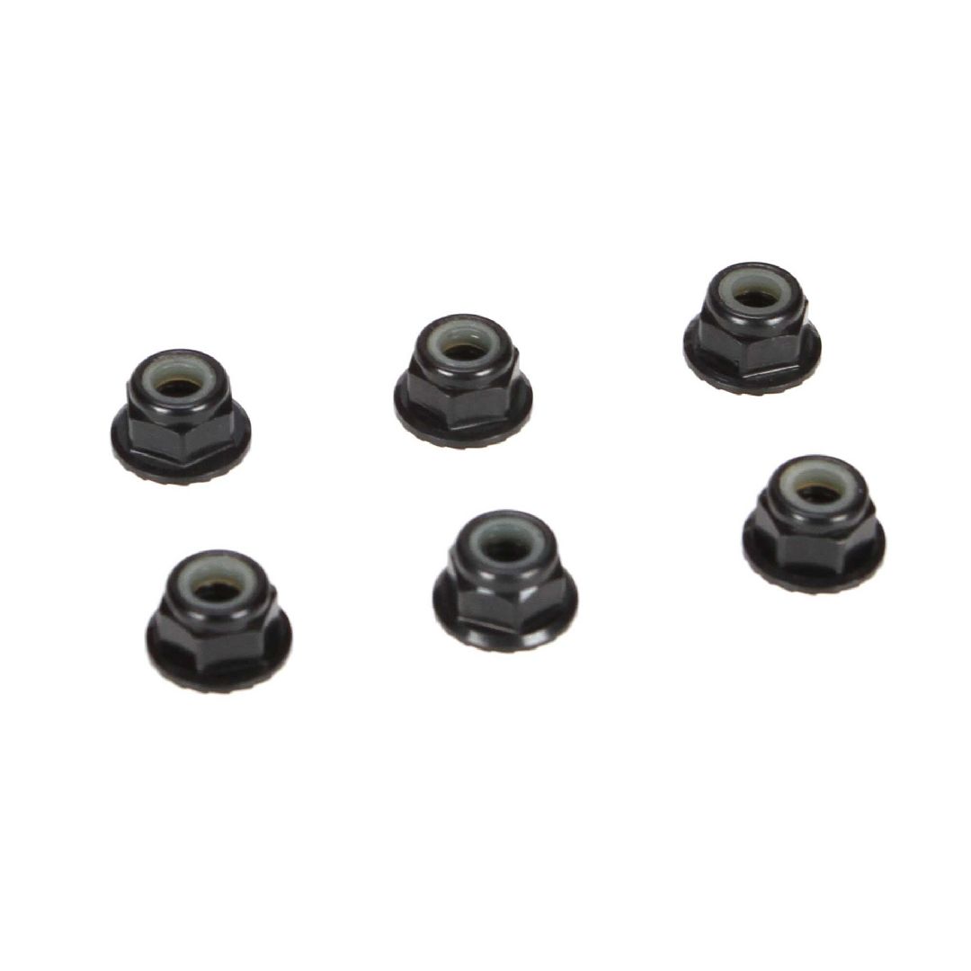 TLR 4mm Aluminum Serrated Lock Nuts, Black (6)