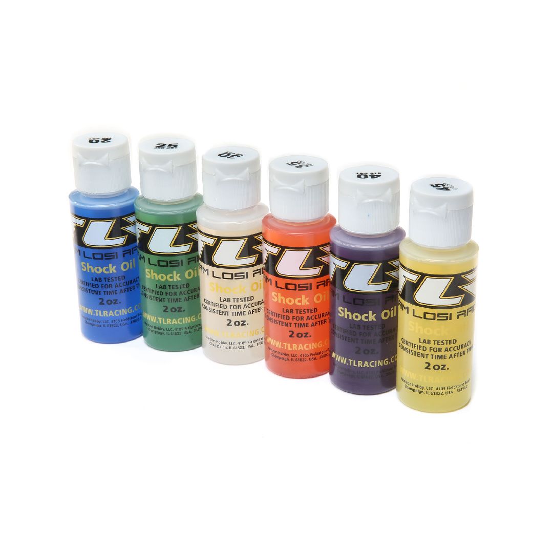 TLR Silicone Shock Oil 6 PACK, 20-45WT, 195-610CST, 2OZ