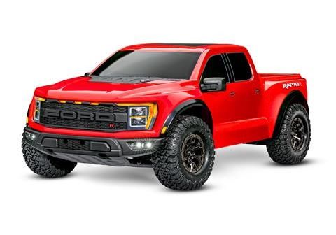 Traxxas Ford Raptor R (Red): 1/10 Pro Scale 4WD Replica Truck. Ready-To-Race with TQi Traxxas Link Enabled 2.4GHz Radio System and Traxxas Stability Management (TSM). VXL-3s ESC (Fwd/Rev). Requires: Battery and Charger