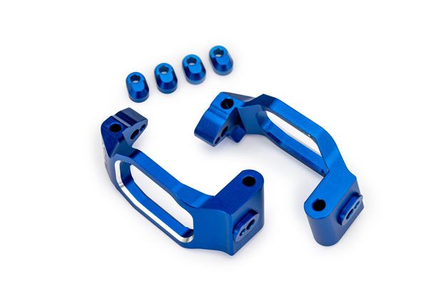 Traxxas Caster blocks, 6061-T6 aluminum (blue-anodized),left & right/ 4x22mm pin (4)/ 3x10mm BCS (with threadlock) (4)/ retainers (4)