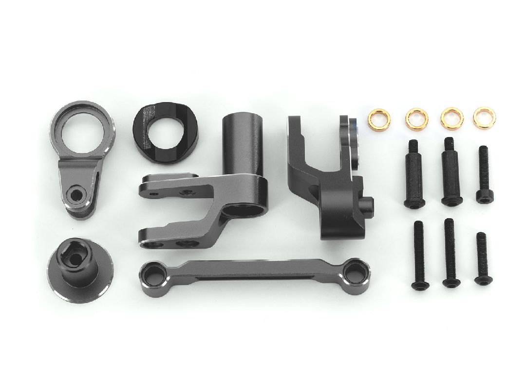 Traxxas Steering bellcranks, draglink, gray-anodized aluminum